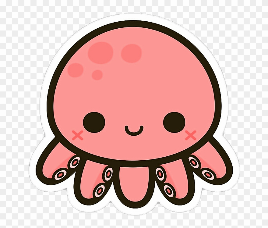 Octopus Cute Tentacles Pink Kawaii Smile Animal Nature - Cute Octopus Clipart