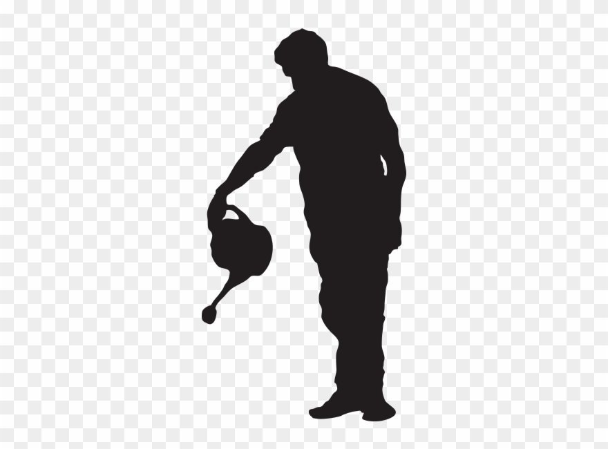 Person Watering Plants Silhouette Png Clipart