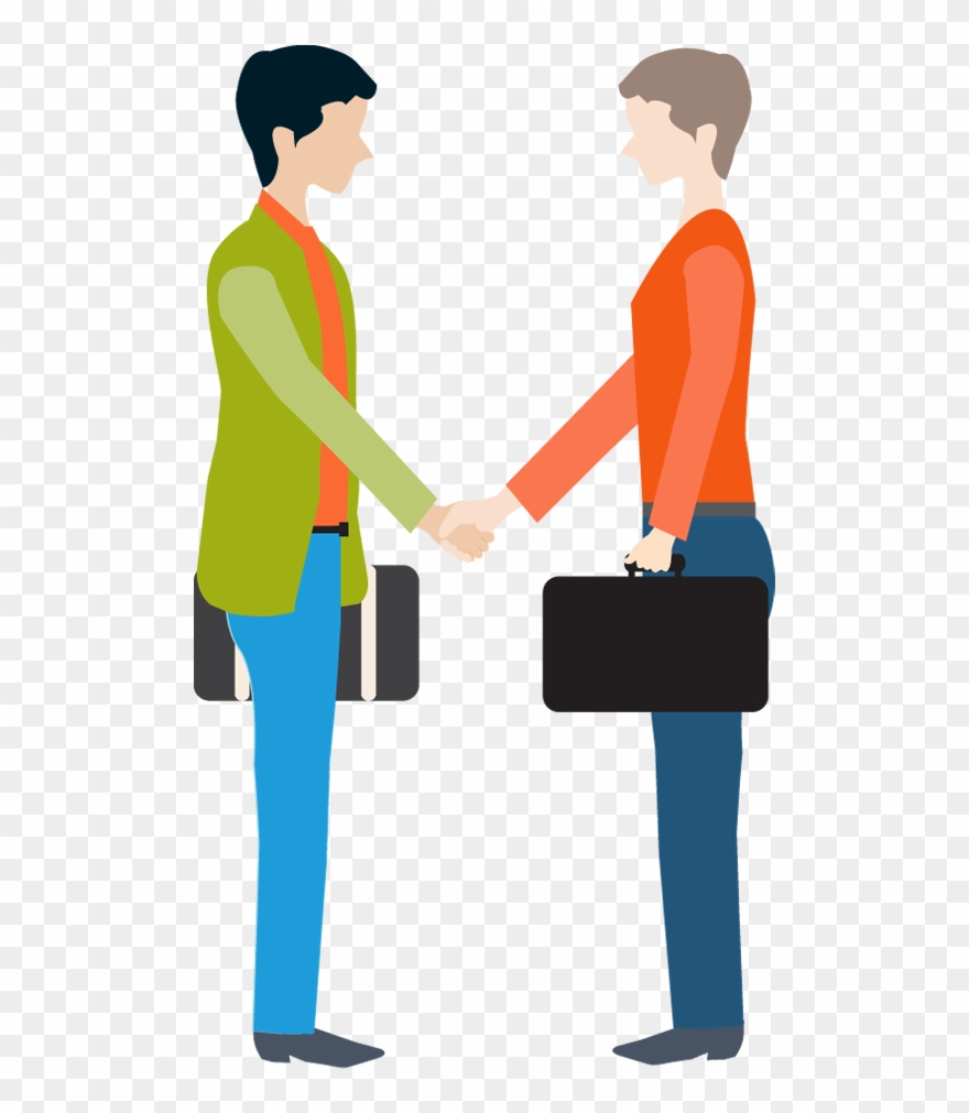 Two Cartoon Businessmen Shaking Hands Clipart