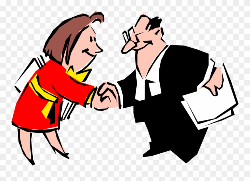 Vector Illustration Of Executives Shake Hands Before - Mowa Ciała [book] Clipart