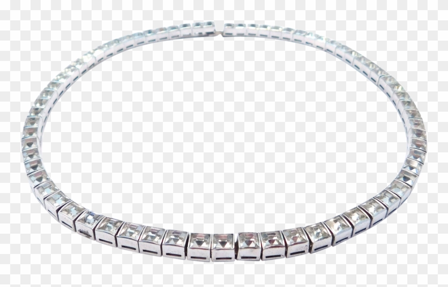 Art Deco Sterling Line Necklace Crystals Choker - Line Necklace Clipart