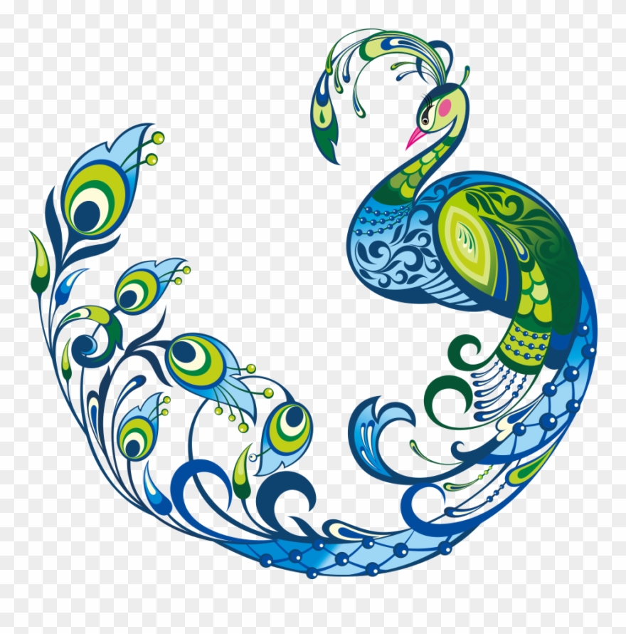 Bird Peafowl Tattoo Feather Clip Art Blue - Dibujos De Pavo Real - Png Download