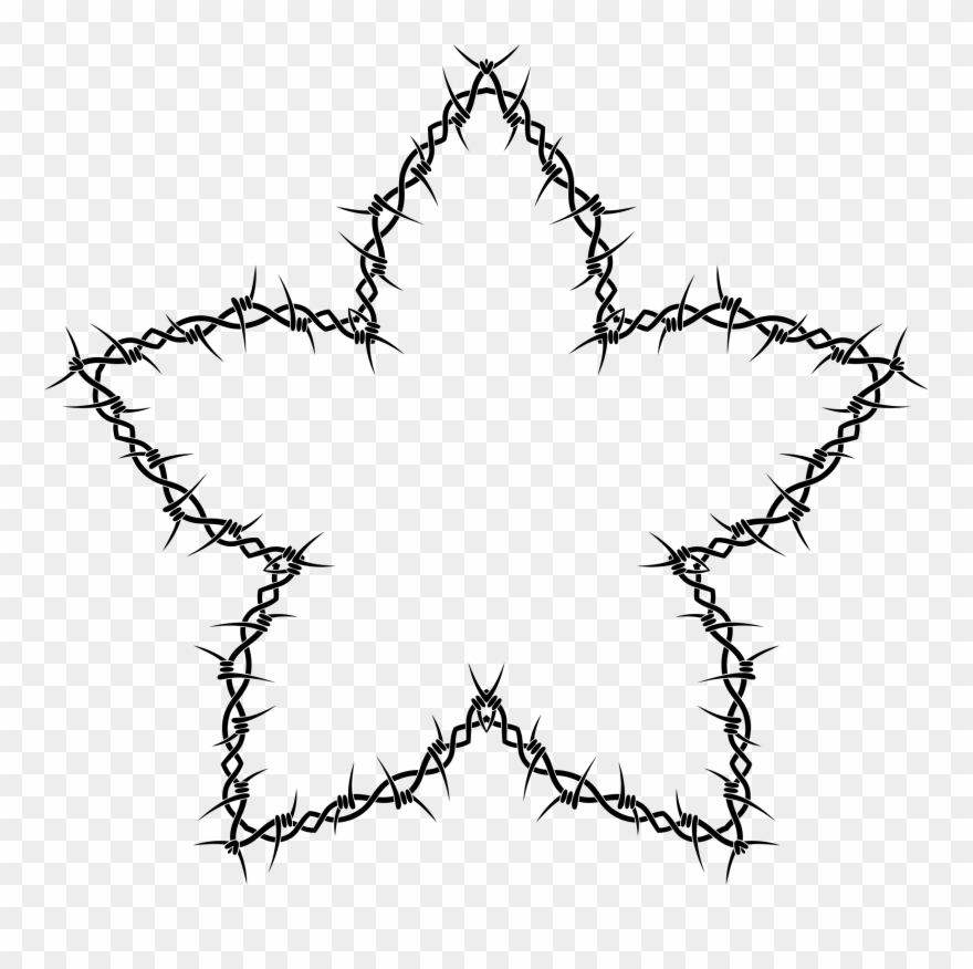 Barbed Wire Clipart Star - Wall Vinyl Sticker Decals Mural Room Design Decor Art - Png Download