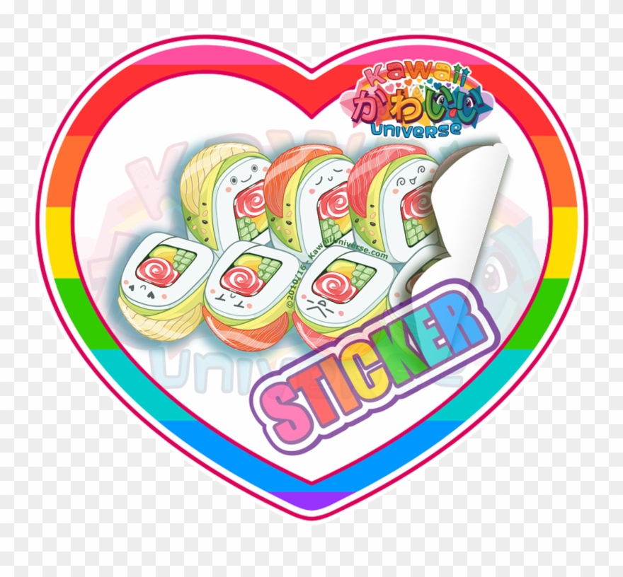 Cute Full Rainbow Roll Sushi Sticker - Cafepress King Duvet Cover Clipart