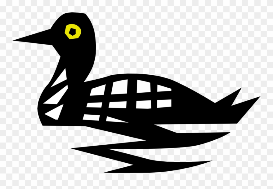 Vector Illustration Of Diving Aquatic Loon Bird Clipart