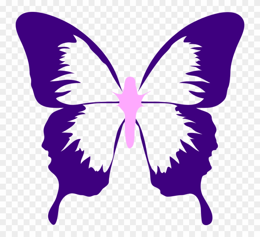 Papillon N&b Image Réduite - - Butterfly Clip Art - Png Download