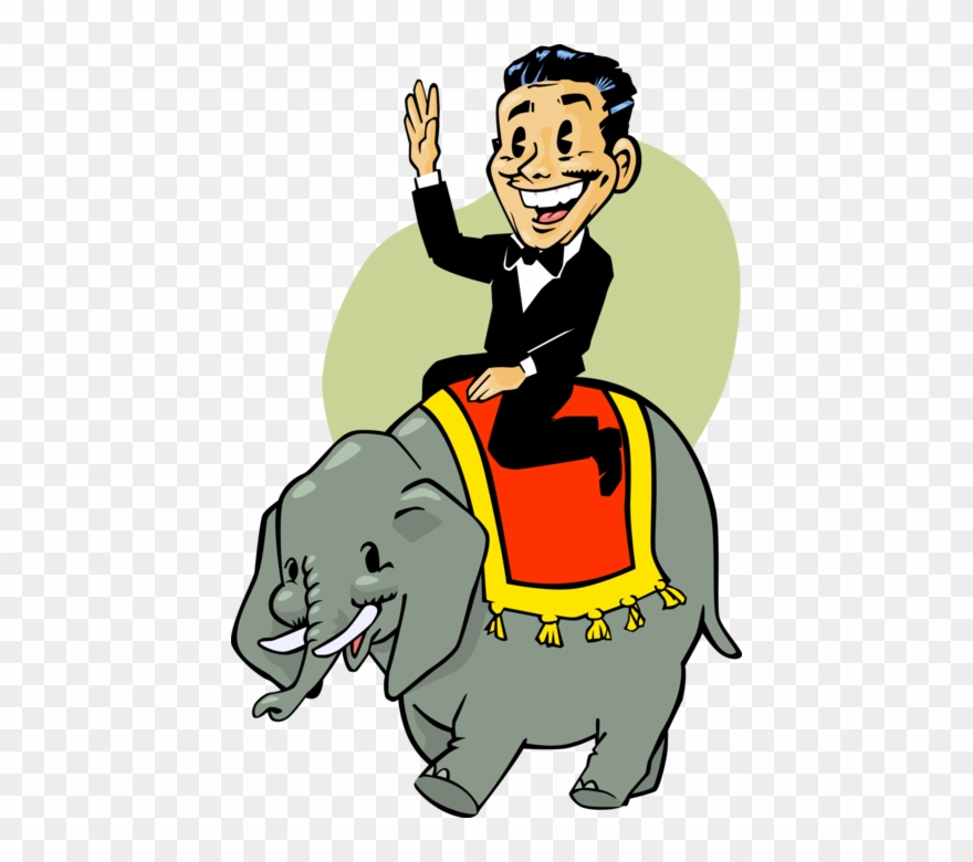 Vector Illustration Of Big Top Circus Performer Rides - Cartoon Clipart