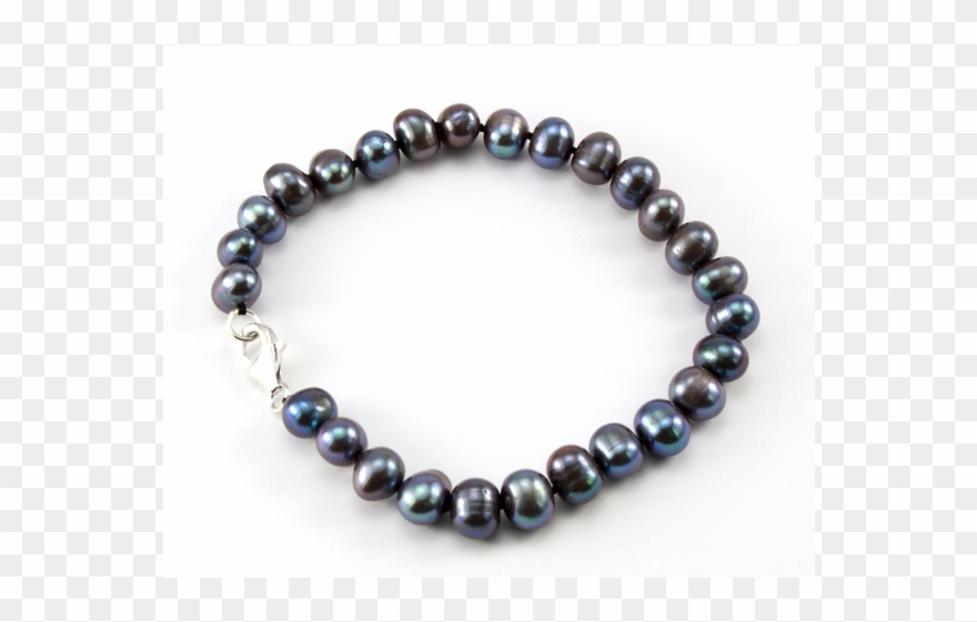 Bracelet Traditionnel Perle D'eau Douce Noire Fermoir Clipart