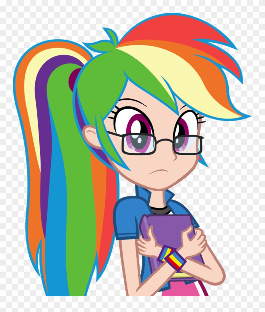 Zacatron94, Book, Cute, Dashabetes, Dork, Editor - Equestria Girl Rainbow Dash Glasses Clipart