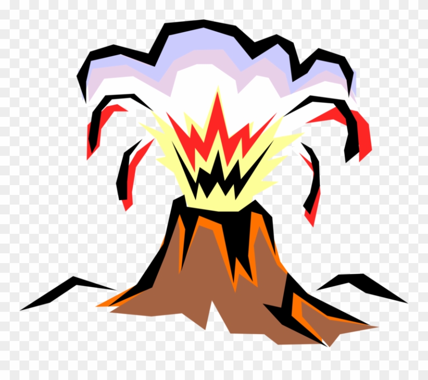 Vector Illustration Of Mountain Volcano Blows Its Top - Volcano Clip Art - Png Download