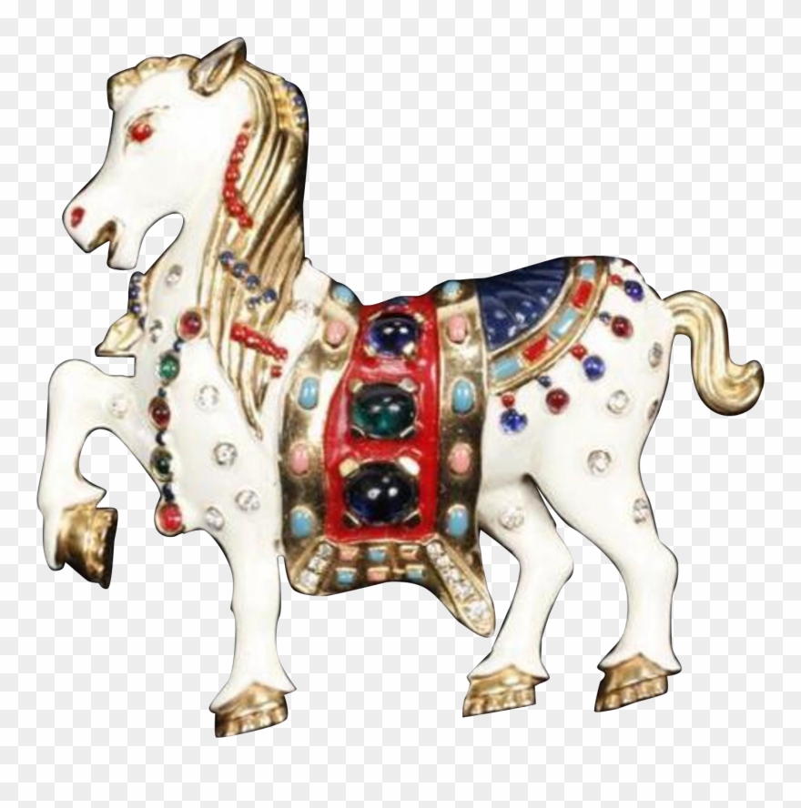 Trifari 'david Mir' Enamel, Bejeweled 'carousel Horse' - Bejeweled Clipart