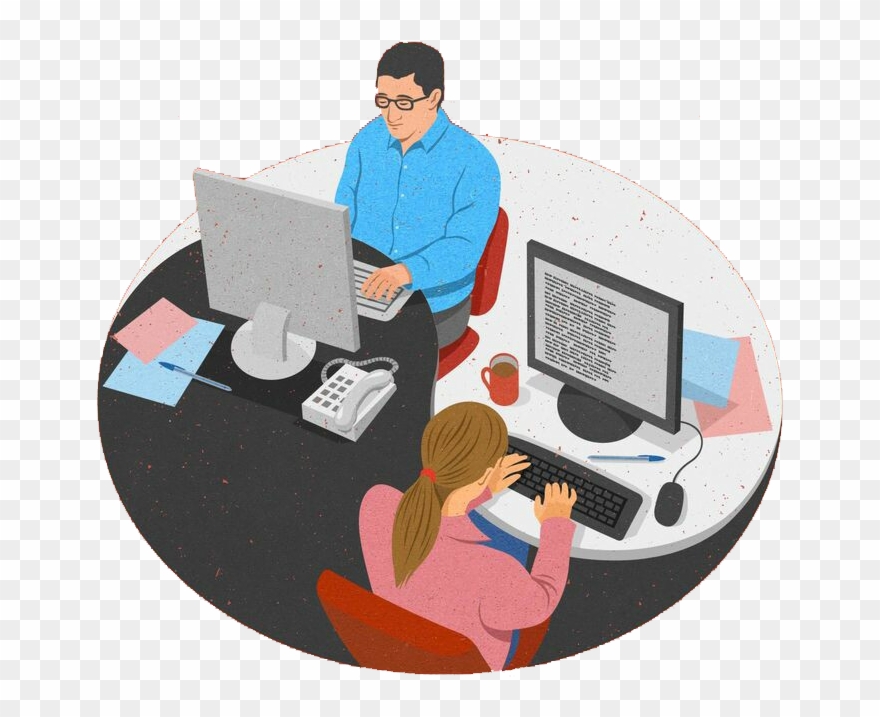 Illustrator Art Illustration Men - Computer Man And Woman Clipart - Png Download
