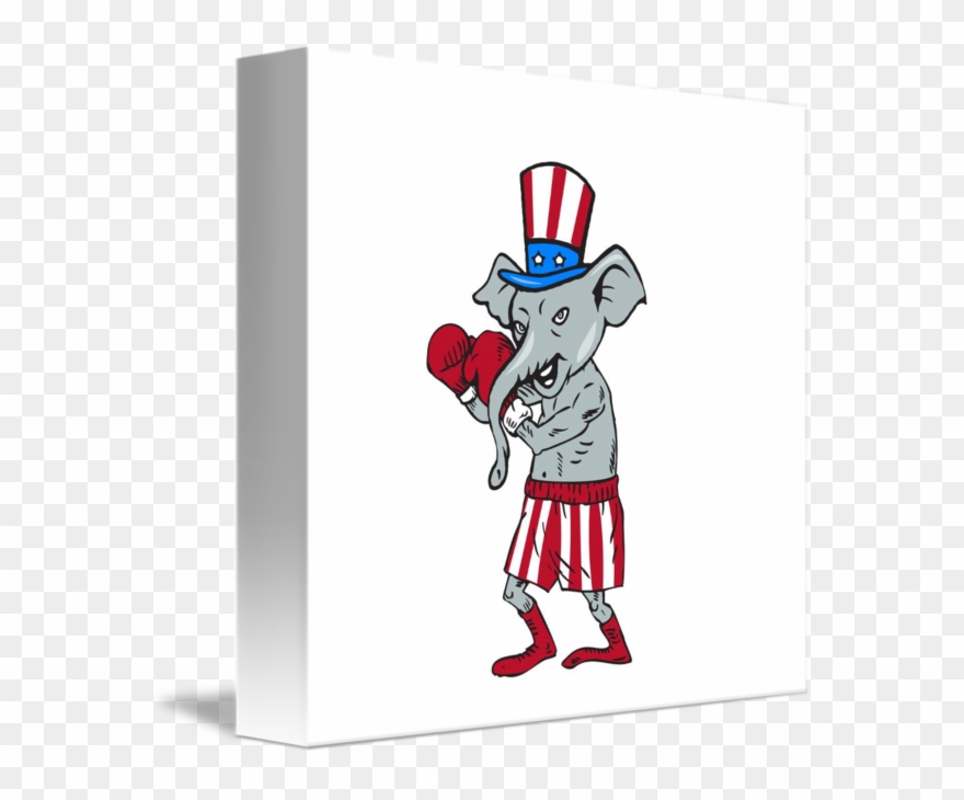 Banner Royalty Free Library Republican Mascot Elephant - Democratic Donkey Cartoon Clipart