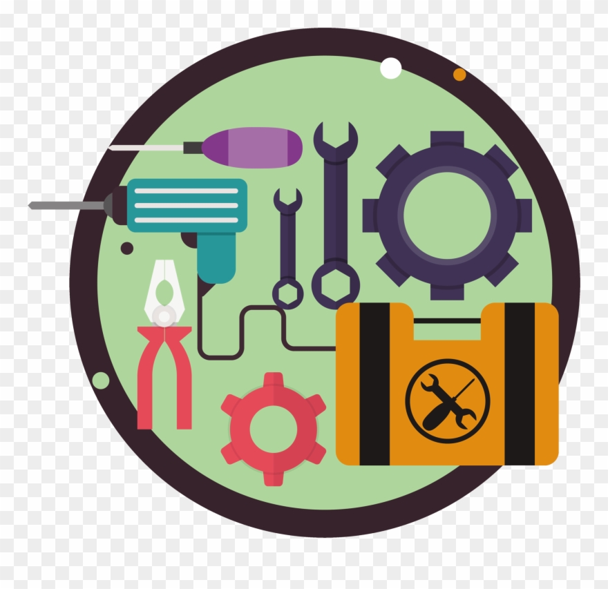 Background Systems Project Management - Vector Illustration Of A Handyman Toolkit Pendant Necklace Clipart