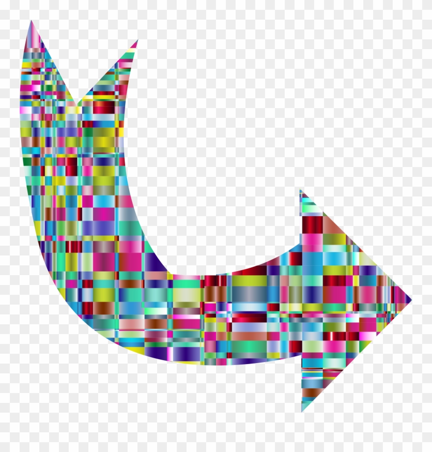 Checkered Crystalline Curved Arrow Clipart