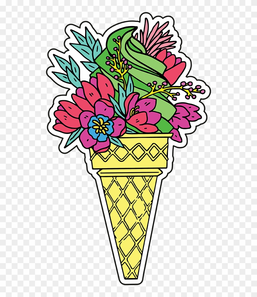 Flower Icecream - Ice Cream Cone Clipart