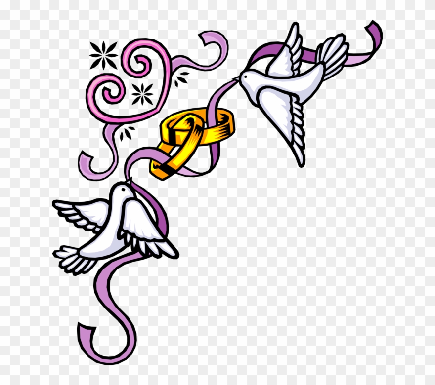 Vector Illustration Of Wedding Band Rings Signify Pledge - Happy 1st Anniversary Gif Clipart