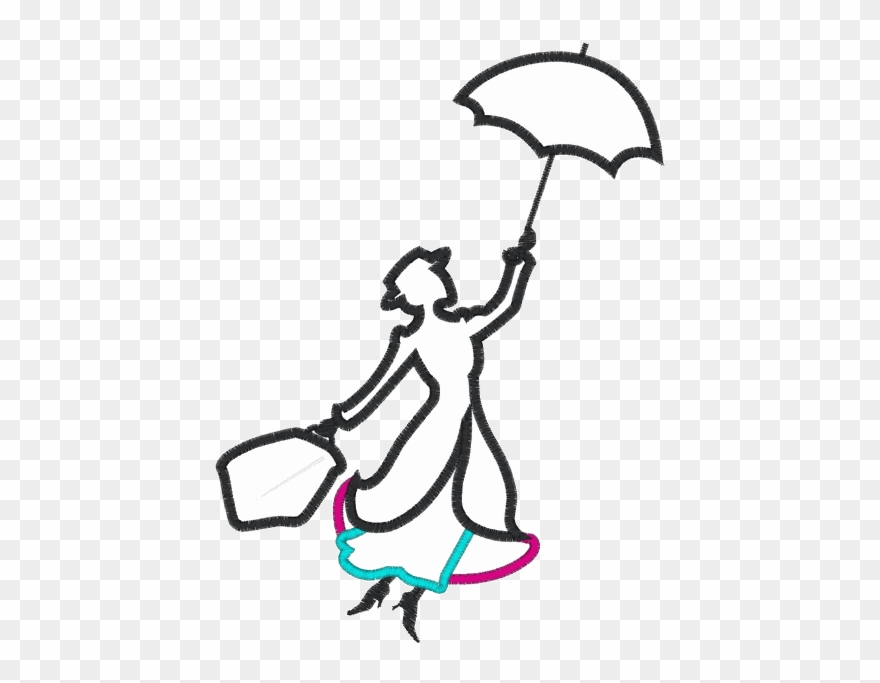Mary - Mary Poppins Line Drawing Clipart