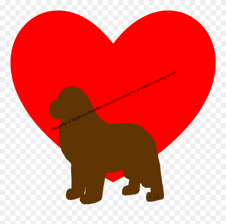 Brown Newfoundland Dog Heart Pattern - Easy Dog Carving Pumpkin Clipart