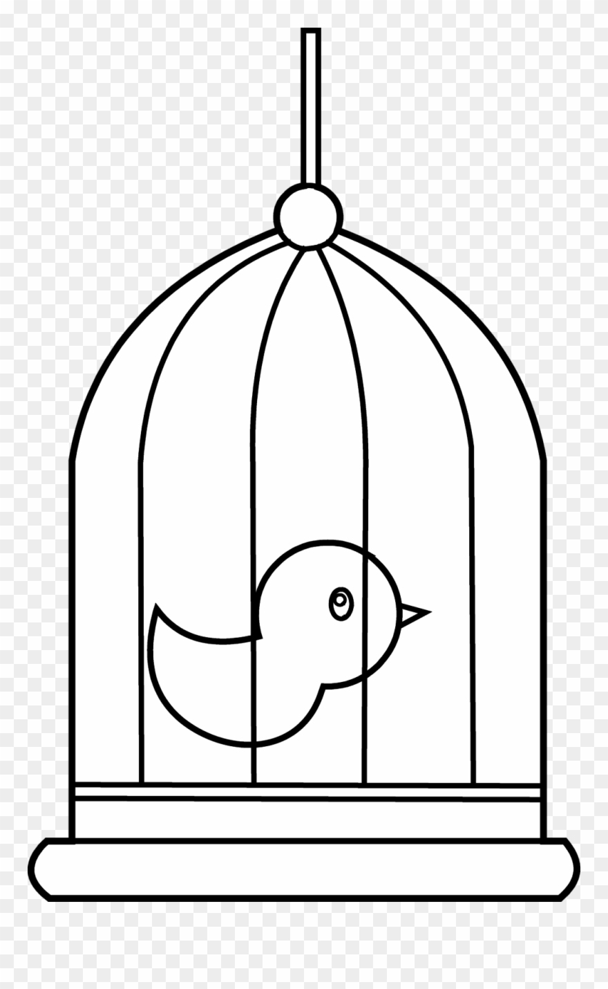 Bird In Cage Coloring Page Free Clip Art In Style Kids - Png Download