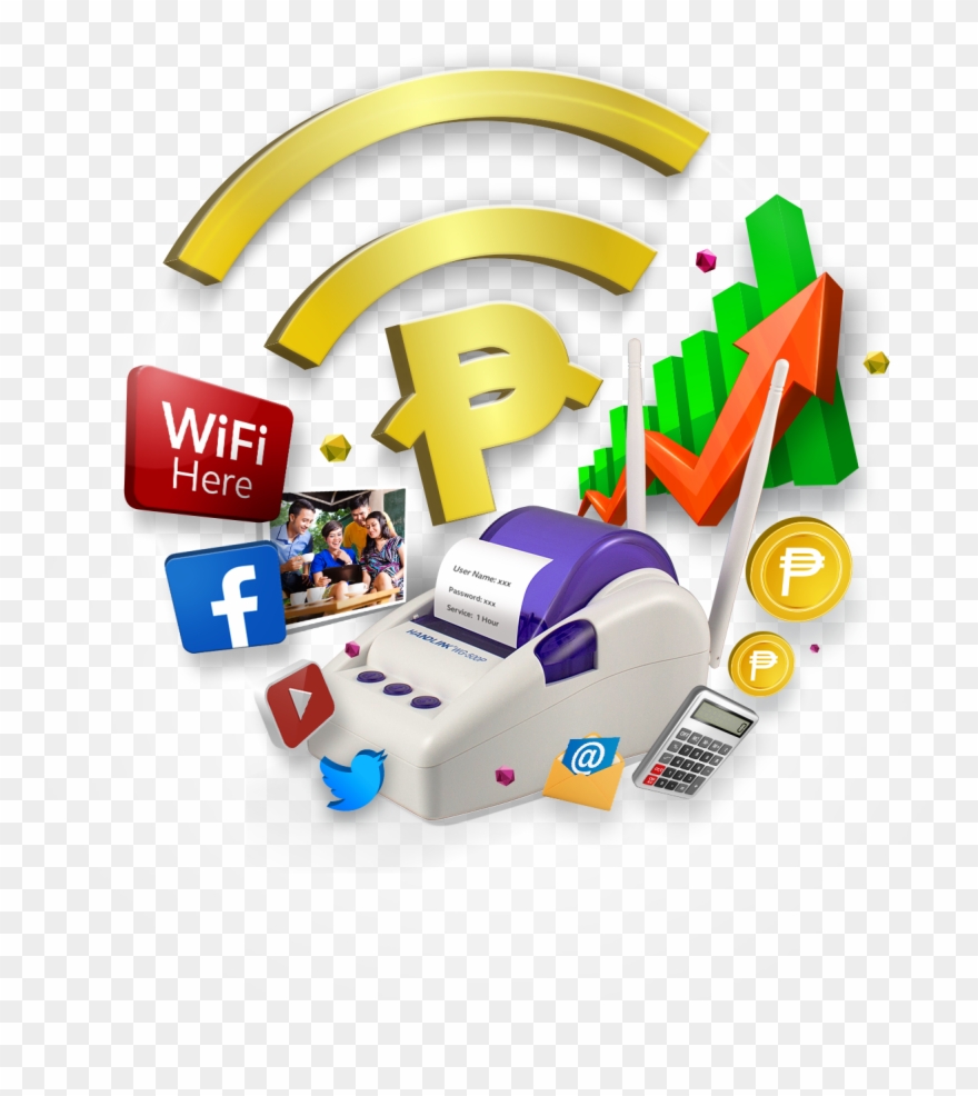 The Wifi Hub Has A Built In Printer To Generate And - Business Clipart