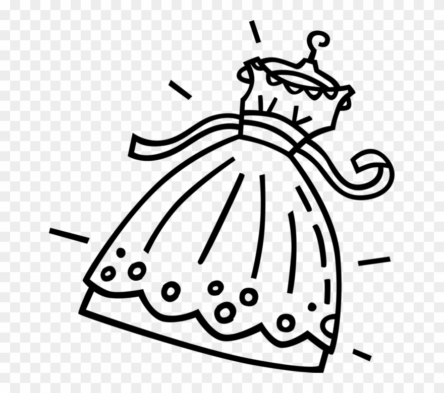 Vector Illustration Of Bride's Wedding Dress Or Gown Clipart