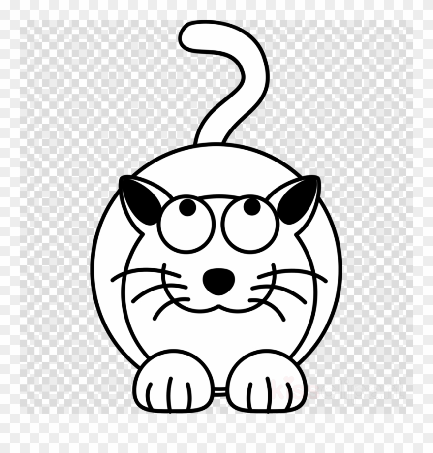 Black And White Cat Cartoon Clipart Cat Black And White - Clipart Black And White - Png Download
