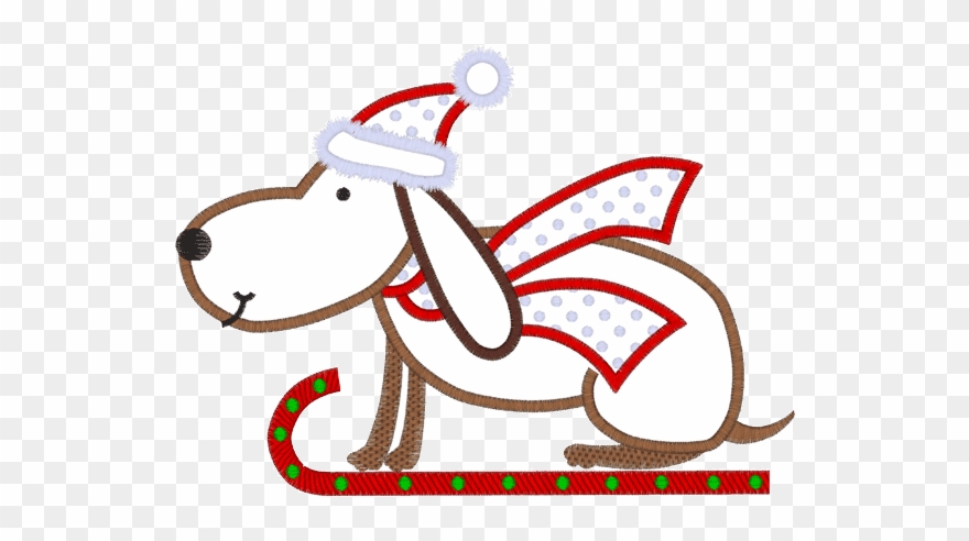 Christmas Dog On Sleigh Applique Clipart
