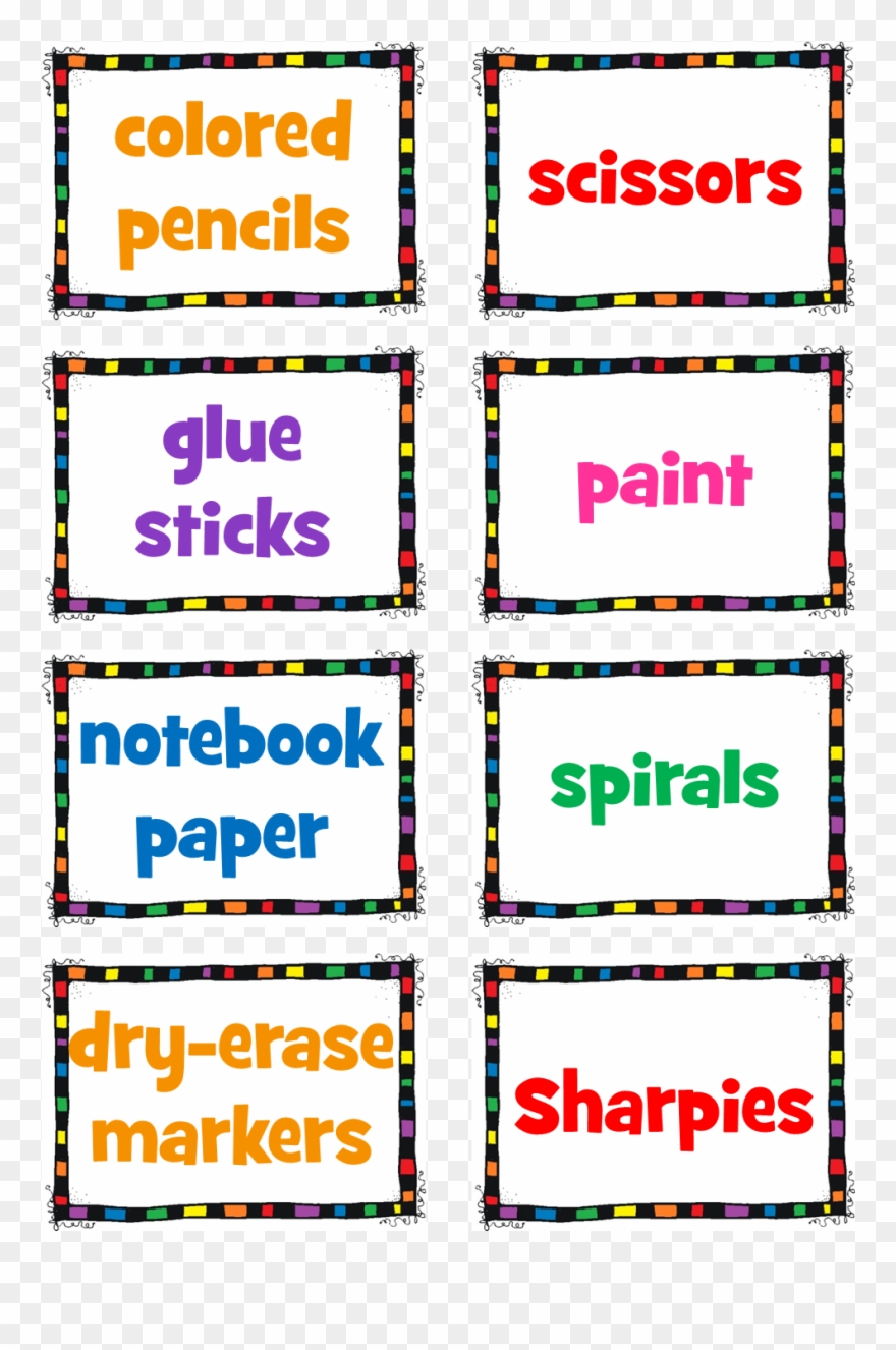 School Supplies Labels Photos - Teacher Clipart