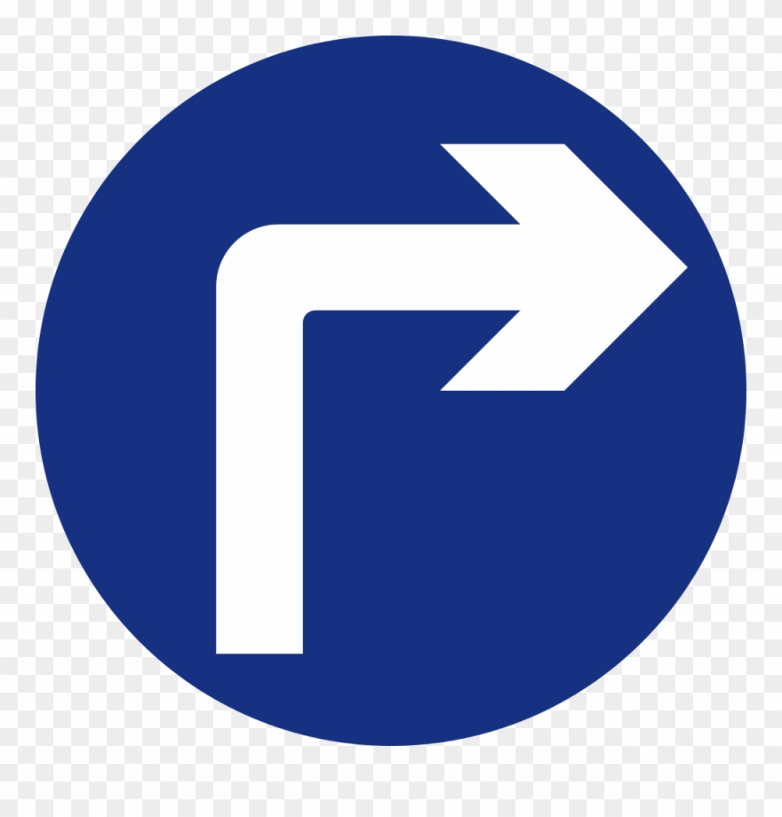 Open - Right Turn Ahead Sign Clipart