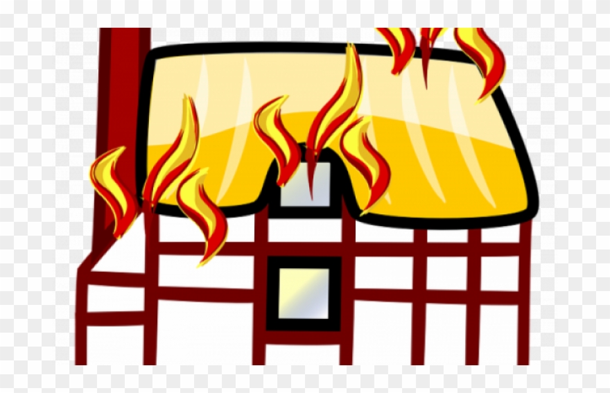 Burning House Cartoon Clipart Cartoon Building Clip - Building On Fire Cartoon - Png Download