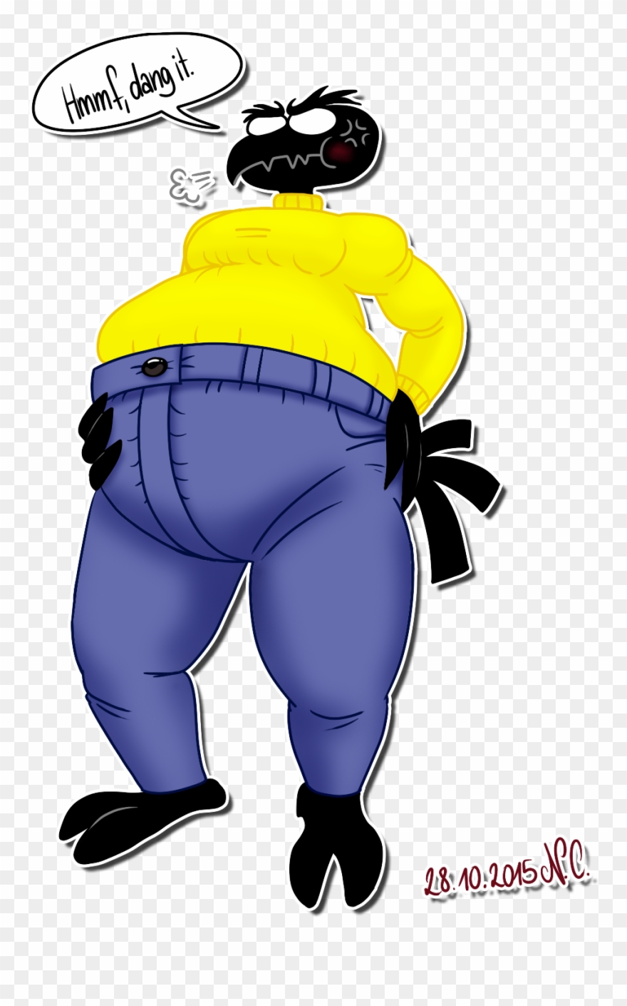 Too Tight For This Crow - Cartoon Clipart