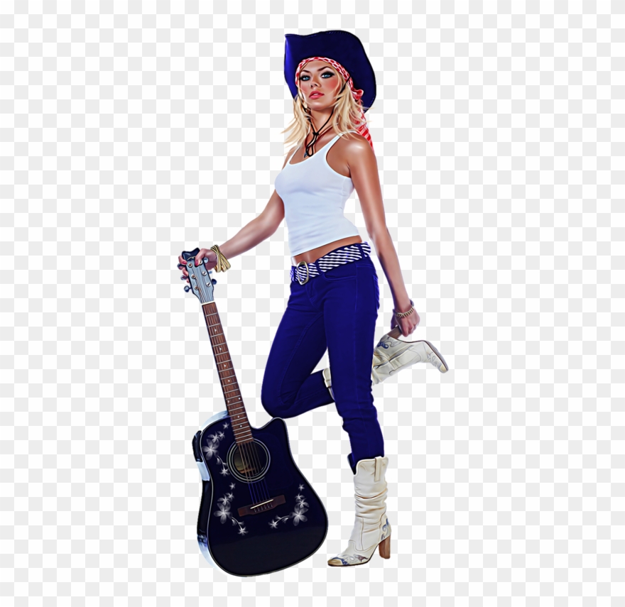 Girls Clipart Guitar - Tubes Femme Musique Piano Png Transparent Png