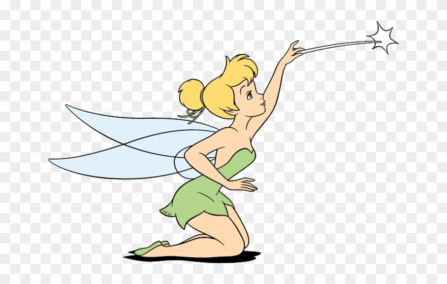 Tinkerbell Clipart 79 Cliparts Baby Sitting Clip Art - Tinkerbell With Her Wand - Png Download