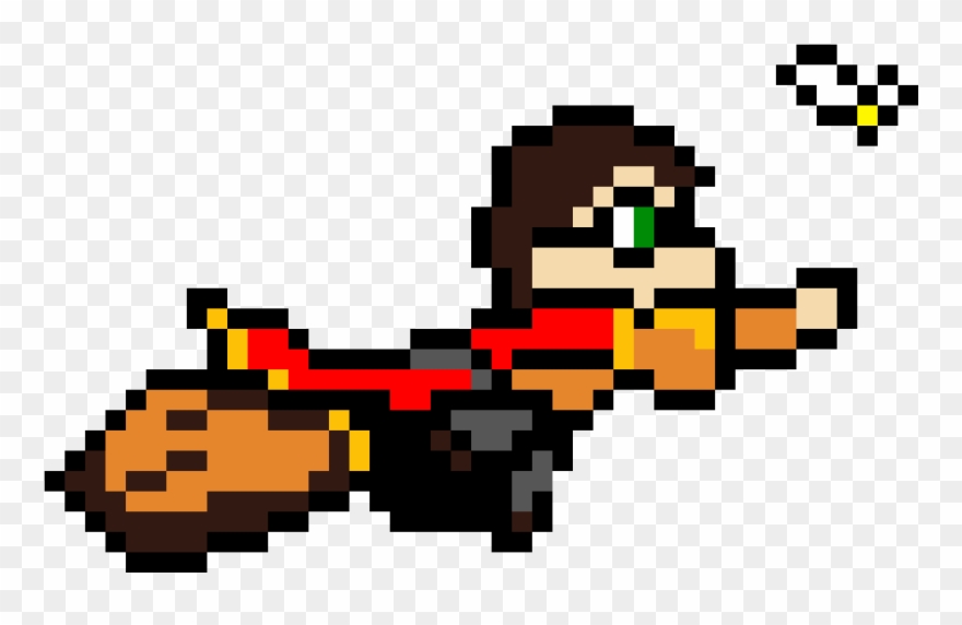 Harry Potter On Broomstick - Pixel Art Harry Potter Quidditch Clipart
