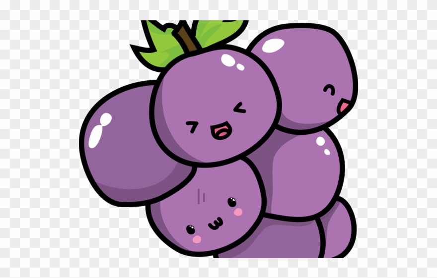 Grapes Clipart Kawaii - Cute Grapes - Png Download