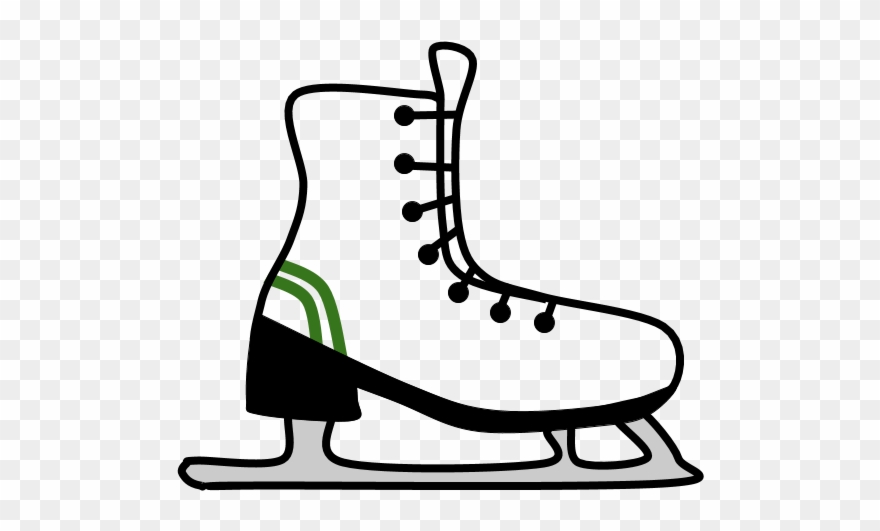 Ice Skates, Green Stripe, - Figure Skate Clipart