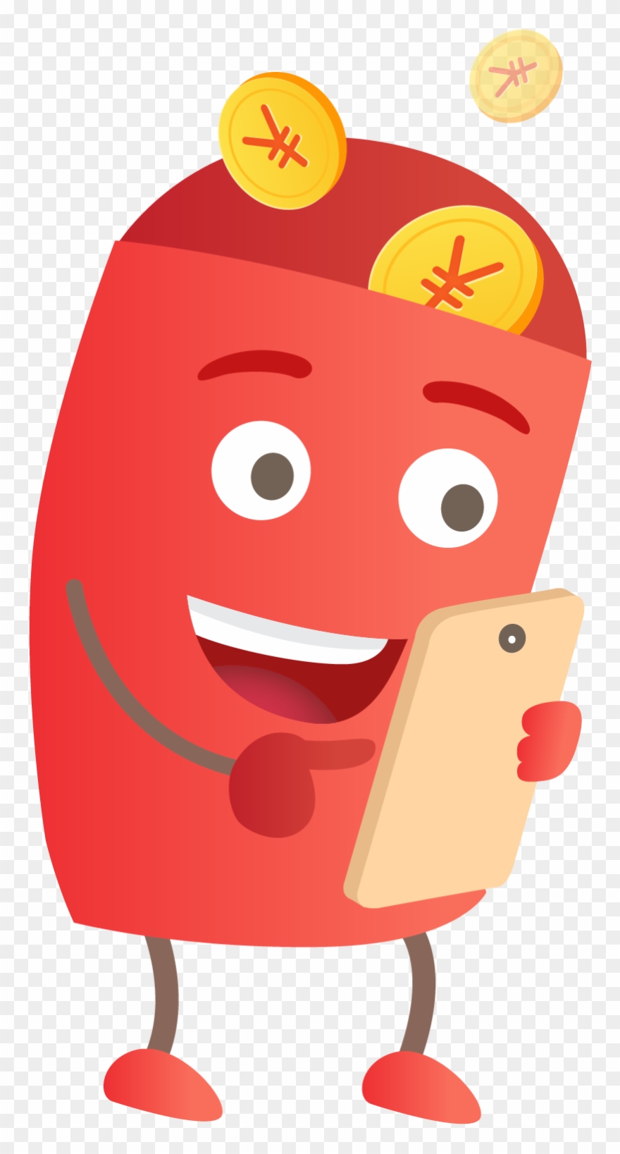 开心玩手机的红包- Red Envelope - Red Envelope Clipart