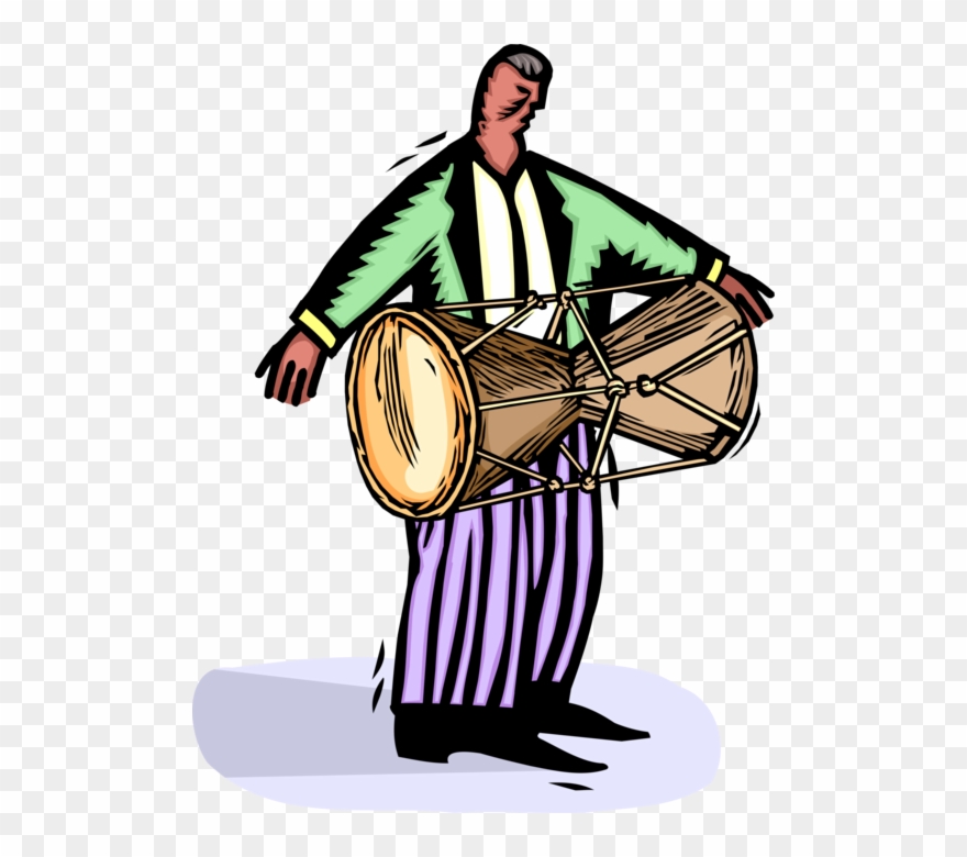 Vector Illustration Of Musician Plays African Conga - Illustration Clipart