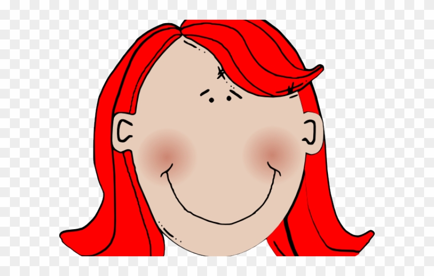Red Hair Clipart Auburn Hair - Clip Art Woman Face - Png Download