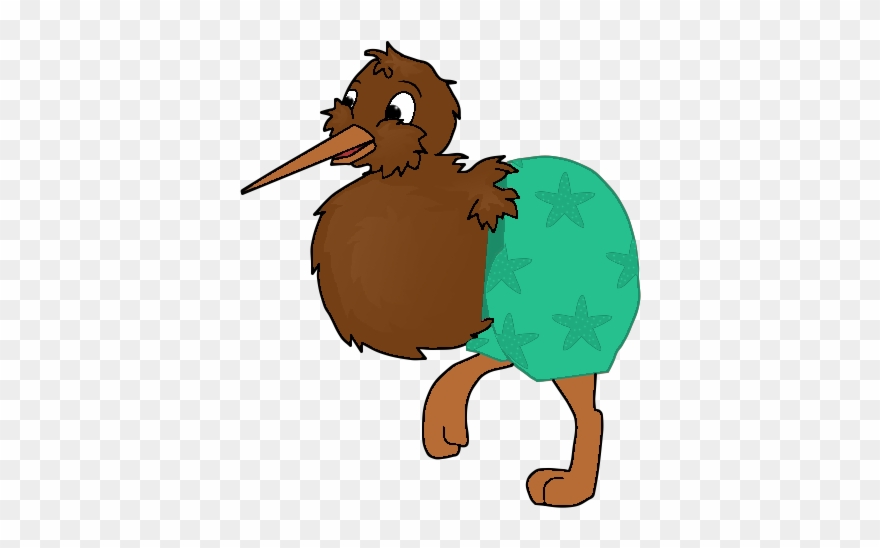 Little Kiwi In His Swimming Trunks Clipart