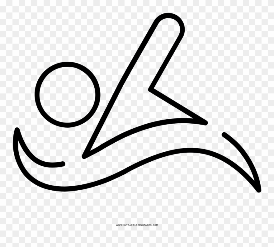 Swimming Coloring Page - Line Art Clipart