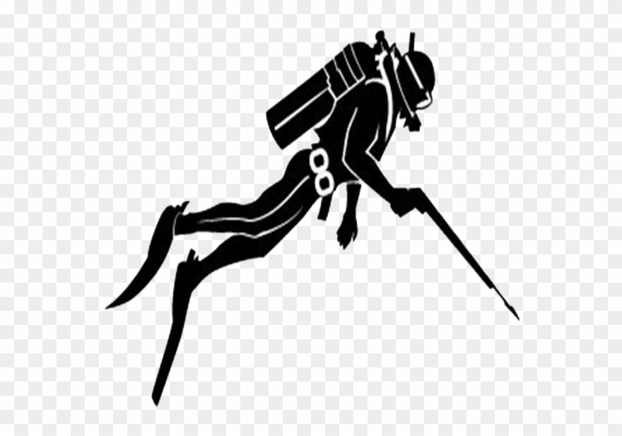 Clip Diving Jumping - Black And White Scuba Diver Clipart - Png Download