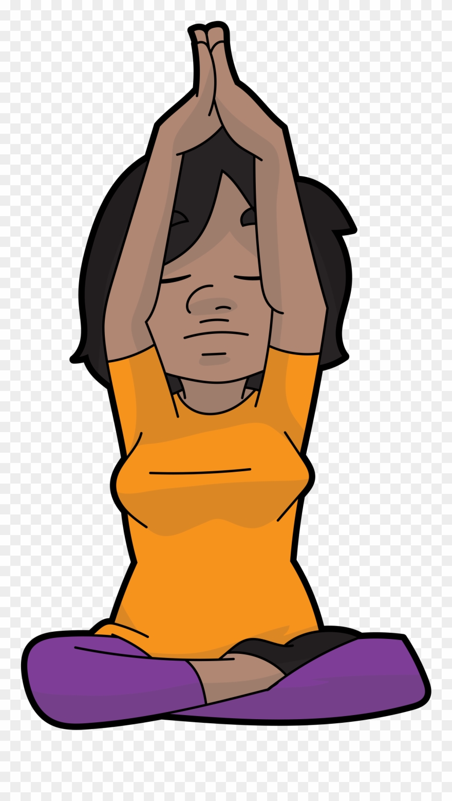 Open - Black Cartoon Meditating Clipart
