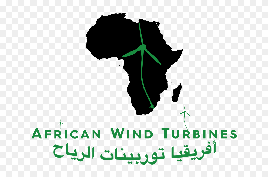 African Wind Turbines - Africa Map Outline In Black Clipart