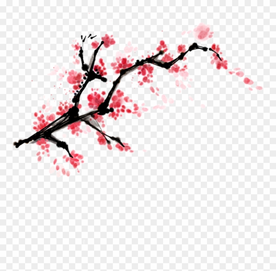 This Graphics Is Painted Ink Peach Blossom Branch Element Clipart