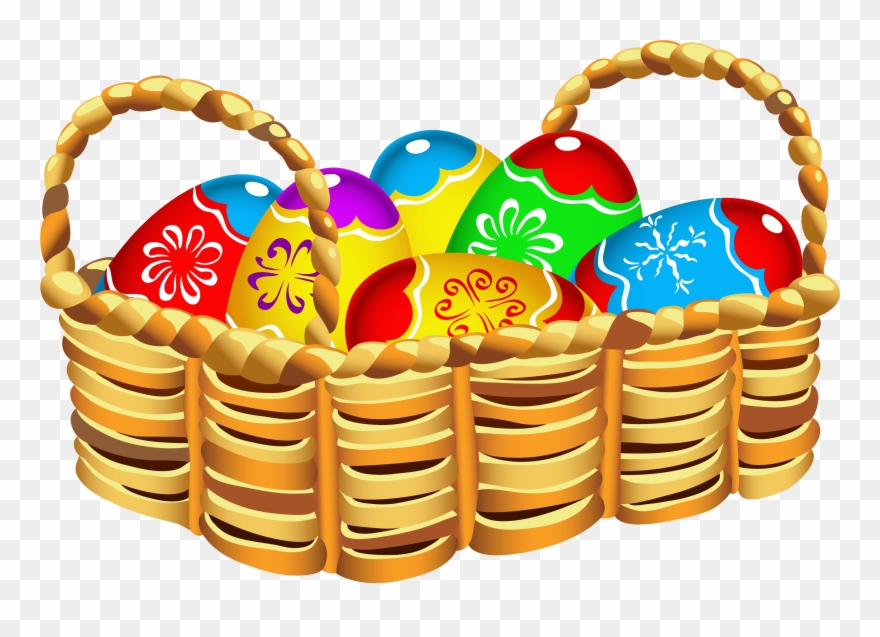 Square Basket With Easter Eggs Png Clipart - Easter Egg Basket Clipart Transparent Png