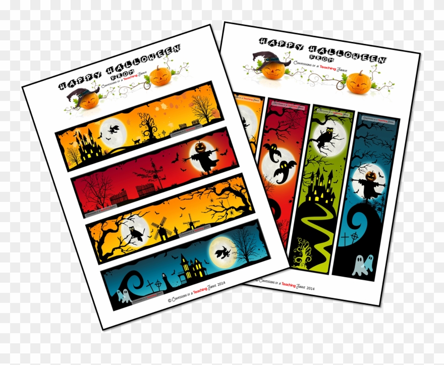 On A Fun Note, Here Are Some Halloween Bookmarks For - Bulletin Board Clipart