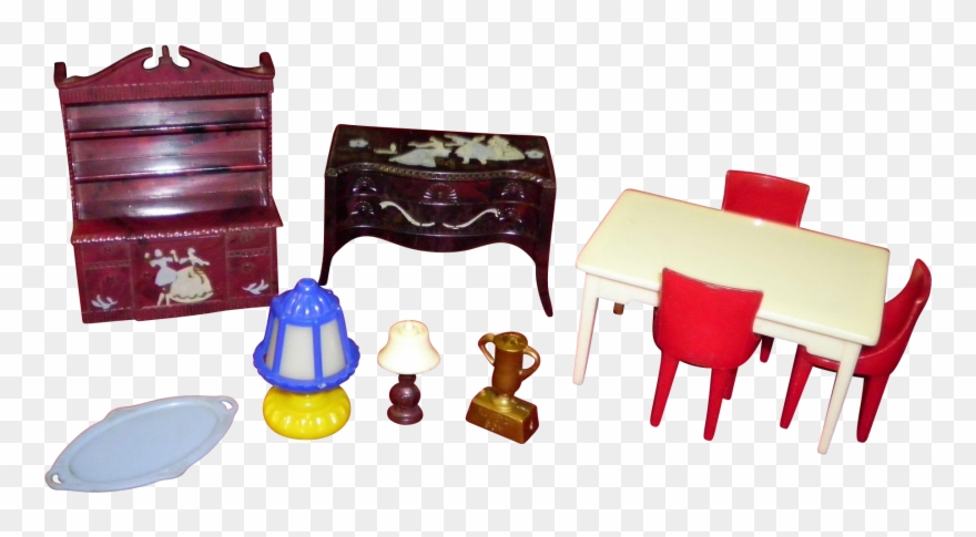 10 Piece Lot Of Doll House Furniture Renwal Plasco - Clip Art - Png Download