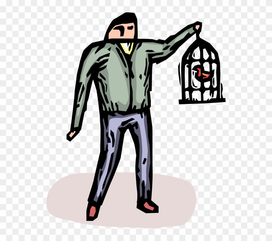 Vector Illustration Of Bird Lover With Pet Bird In Clipart